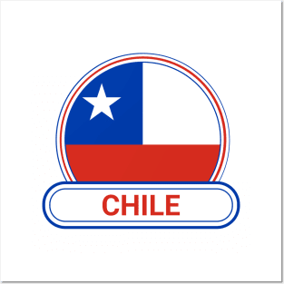 Chile Country Badge - Chile Flag Posters and Art